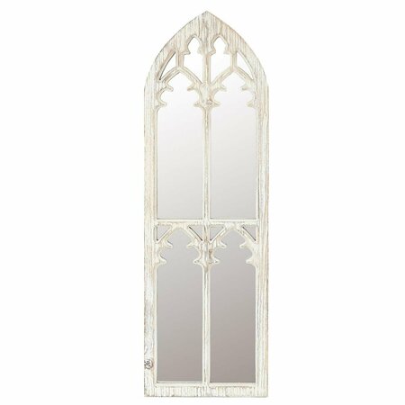 TAPIS RUGS LuxenHome Weathered White Wood Cathedral Framed Wall Mirror TA2684049